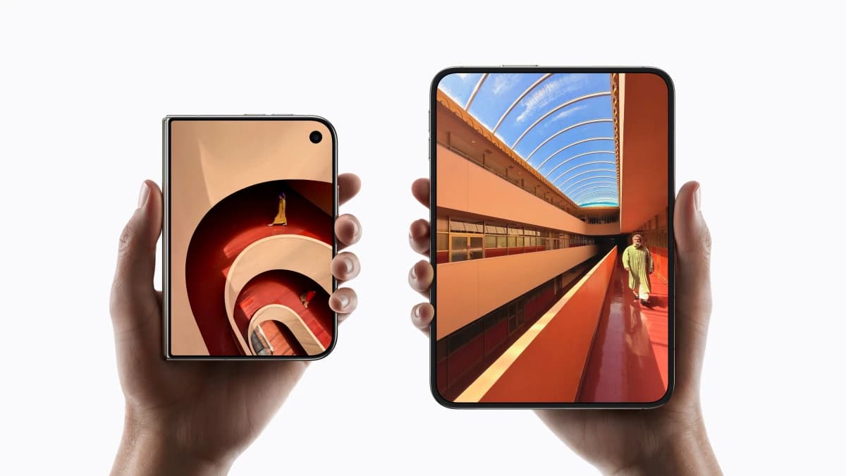 iPhone Duo folded and open in two hands