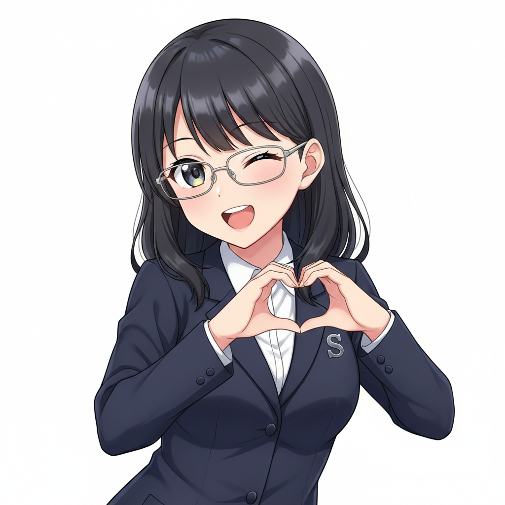 Sumi-chan winking with a heart