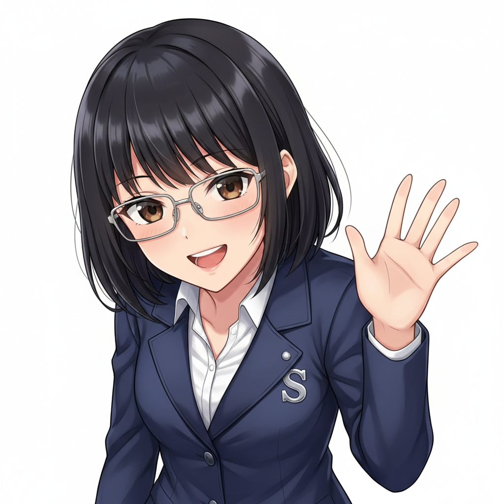 Sumi-chan waving hello, susume guide character