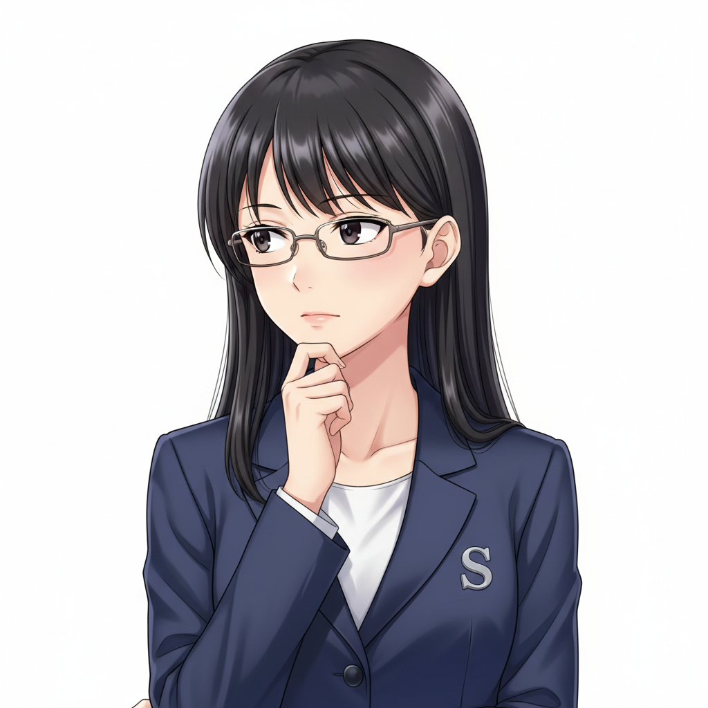 Sumi-chan thinking and pointing to budget tradeoff