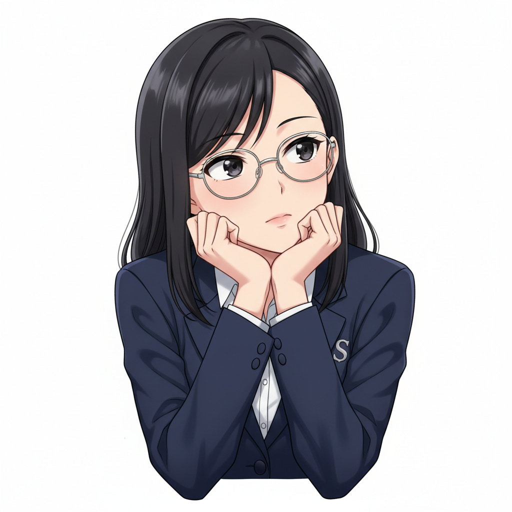 Sumi-chan thinking, susume guide character