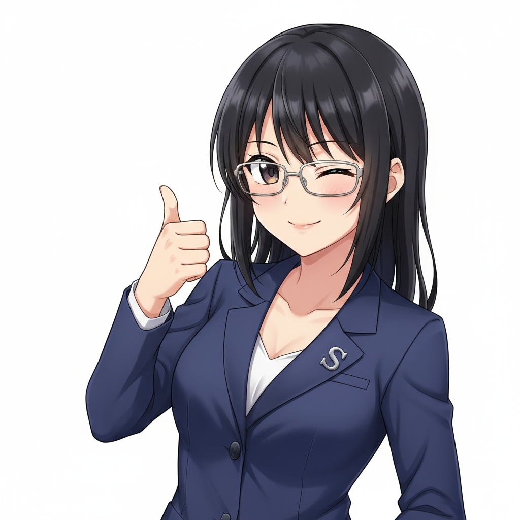 Sumi-chan thinking and pointing